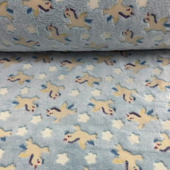 Fleece Brilha no Escuro Unicornio Azul