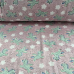 Fleece Brilha no Escuro Unicornio Rosa