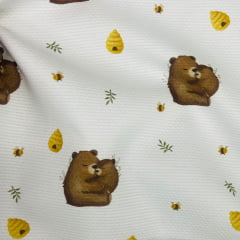 Piquet de Algodão Digital Mamãe Urso no Bosque 