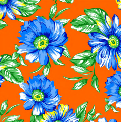 Chita Flor Azul fundo Laranja