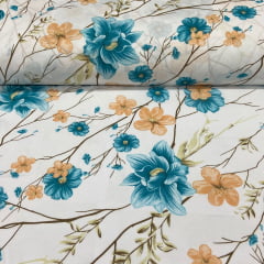 Lençol Elegance Flores Azuis 2,50m 