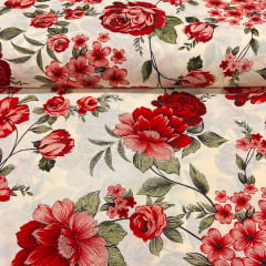 Lençol Elegance Flores Vermelhas 2,50m 