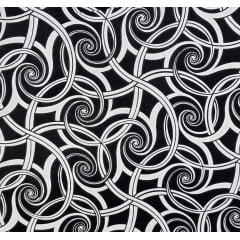 Percal 150 Fios Espiral Preto e Branco