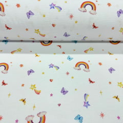 Flanela Cueiro Digital Arco-Íris Encantado