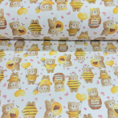 Flanela Cueiro Digital Ursos Melosos 