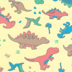 Flanela Cueiro Dinos Amarelo