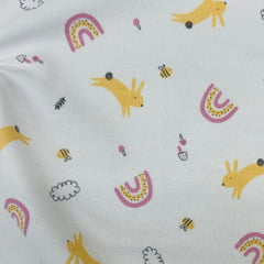 Flanela Cueiro Premium Coelinhos e Arco-Íris 