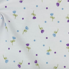 Flanela Cueiro Premium Flores Delicadas Roxas