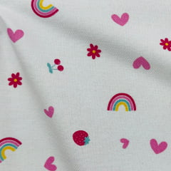 Flanela Cueiro Premium Frutinhas e Arco-íris
