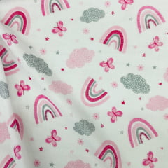 Fralda Dupla Premium Arco-íris Rosa 