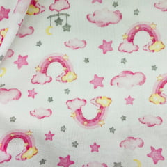 Fralda Dupla Premium Nuvens Rosas 