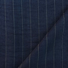 Alfaiataria Risca de Giz Melange Azul Marinho 