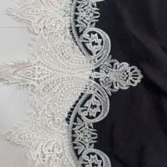 Cetim Bucol Preto com Guipure  RRR