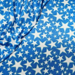 Cetim Estrelas Fundo Azul