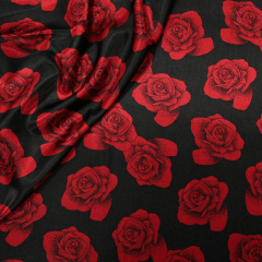 Cetim Floral Rosas Vermelhas