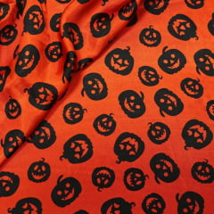 Cetim Halloween Abóbora fundo Laranja