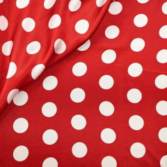 Cetim Poá Grande Branco com Vermelho Minnie