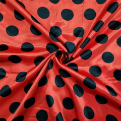 Cetim Poá Grande Vermelho com Preto Minnie FIND