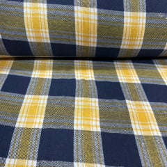 Flanela Xadrez Amarelo e Azul