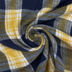 Flanela Xadrez Amarelo e Azul