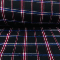Flanela Xadrez Azul e Vermelho no Preto