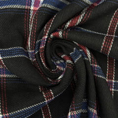 Flanela Xadrez Azul e Vermelho no Preto