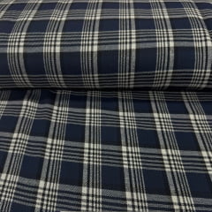 Flanela Xadrez Azul Marinho e Branco