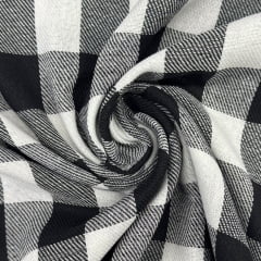 Flanela Xadrez Branco e Preto Médio