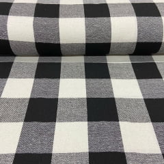 Flanela Xadrez Grande Branco e Preto