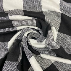 Flanela Xadrez Grande Branco e Preto