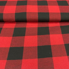 Flanela Xadrez Grande Vermelho e Preto