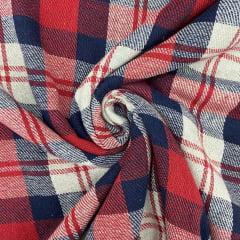 Flanela Xadrez Náutico Vermelho e Azul