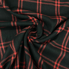 Flanela Xadrez Vermelho no Preto 