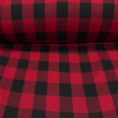 Flanela Xadrez Vermelho Sangue e Preto