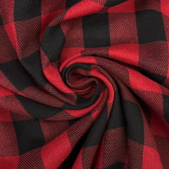 Flanela Xadrez Vermelho Sangue e Preto