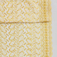 Laise Broderi Bicolor Branco com Dourado