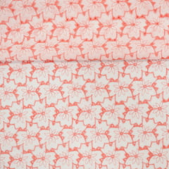 Layse Algodão Flores Coral e Branco Layse Algodão Flores Coral e Branco