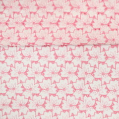Layse Algodão Flores Rosa e Branco Layse Algodão Flores Rosa e Branco