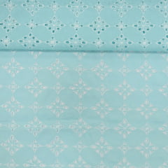 Layse Algodão Geometrico Azul Turquesa