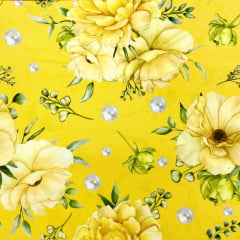 Microsuede Floral Amarelo
