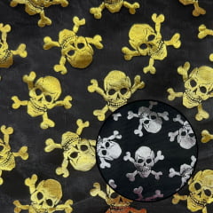 Organza Caveira Ouro/Prata Dupla Face