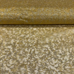 Organza Estampada Dourado e Prata Organza Estampada Dourado e Prata