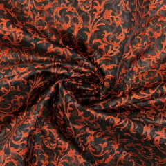 Organza Estampada Preto Com Vermelho