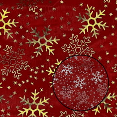 Organza Floco de Neve OURO/PRATA Dupla Face