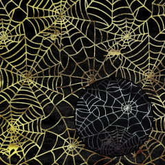 Organza Teia de Aranha Ouro/Prata Dupla Face 