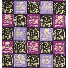 Oxford Africano Quadriculado Elefantes Roxo