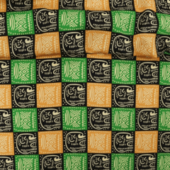 Oxford Africano Quadriculado Elefantes Verde e Amarelo