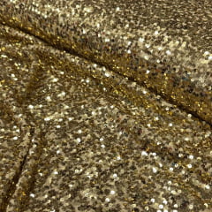 Malha Paetê Dourado Claro Malha Paetê Dourado Claro