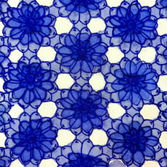Tule Bordado 3D Vazado Azul Royal