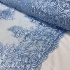 Tule Bordado Azul Tule Bordado Azul